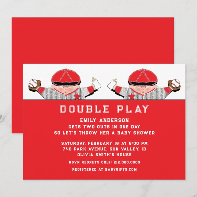 Twins Baby Shower Invitation (Front/Back)