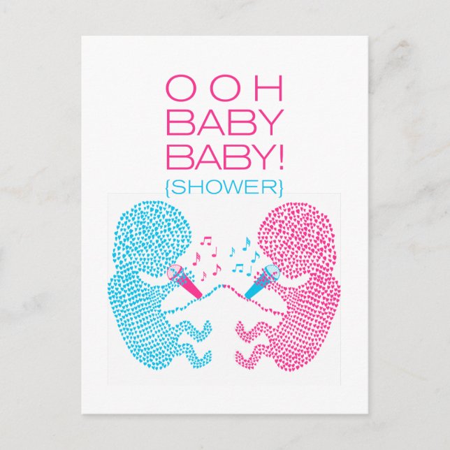 Twins Baby Shower Invitation Boy and Girl Postcard (Front)
