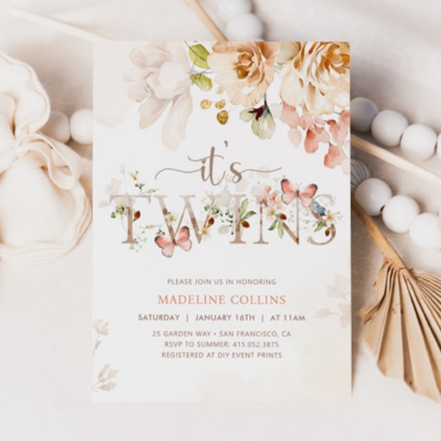 TWINS Baby Shower Invitation, Garden Baby Shower Invitation (Creator Uploaded)