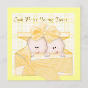 TWINS BABY SHOWER  INVITATION YELLOW
