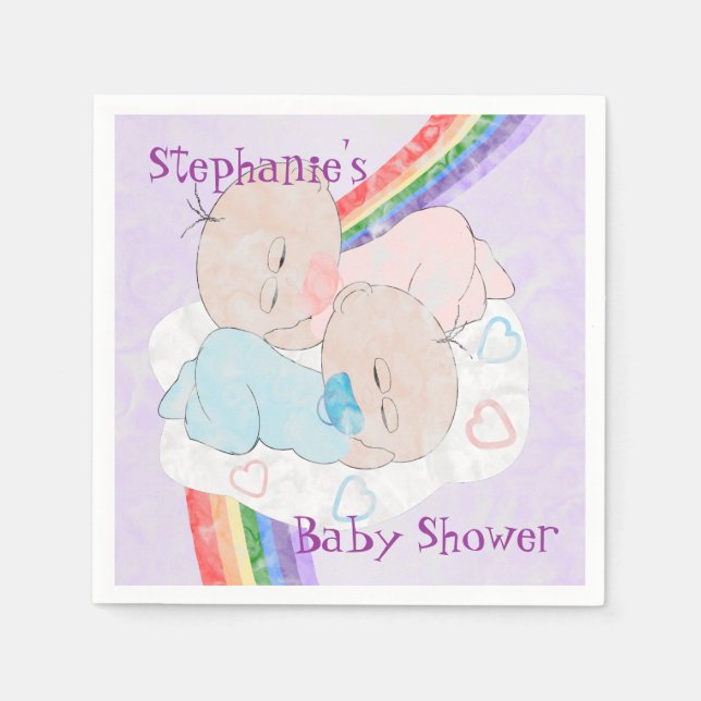 Twins Baby Shower Napkin (Front)