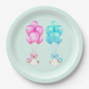 Twins Baby Shower Paper Plate