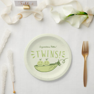 Twins Baby Shower  Paper Plate