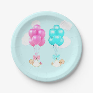 Twins Baby Shower Paper Plate