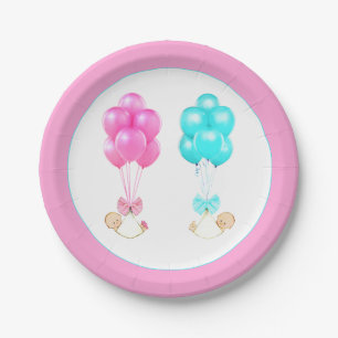Twins Baby Shower Paper Plate