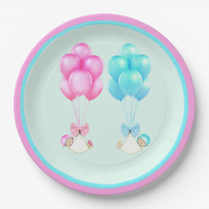 Twins Baby Shower Paper Plate