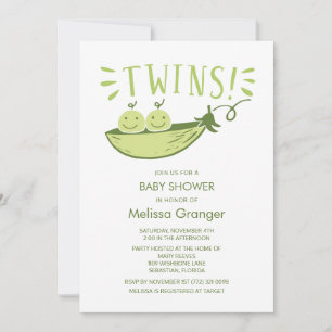 Twins Baby Shower Party Invitation