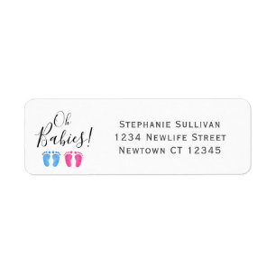 Twins' Baby Shower Return Address