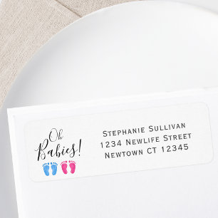 Twins' Baby Shower Return Address 