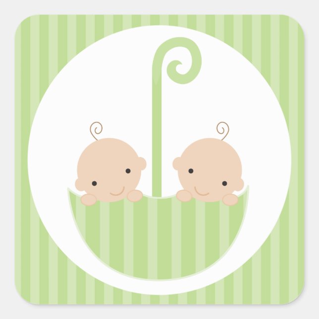 Twins Baby Shower Square Sticker (Front)