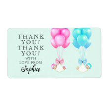Twins Baby Shower Thank You Label