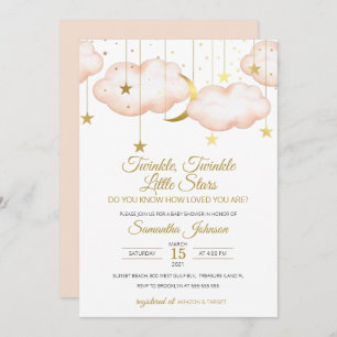 Twins Baby Shower, Twinkle Little Star Invitation