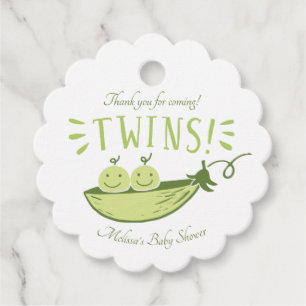 Twins Baby Shower Two Peas in a Pod Favour Tags