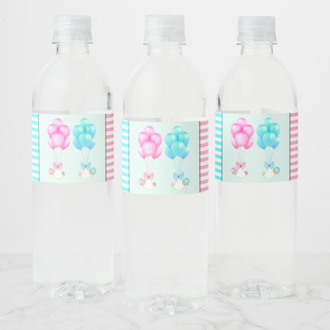 Twins Baby Shower Water Bottle Label (Bottles)
