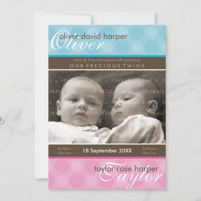 TWINS BABY THANK YOU :: harmony 1P Announcement (Front)