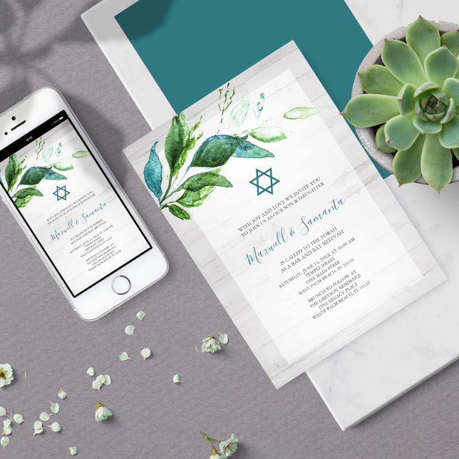 Twins Bar and Bat Mitzvah Invitations (Creator Uploaded)