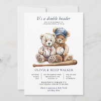 Twins Baseball Double Header Bear Baby Shower
