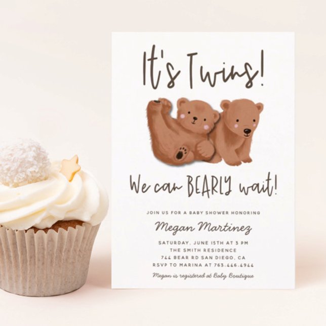 Twins Bear Baby Shower Invitation (Creator Uploaded)