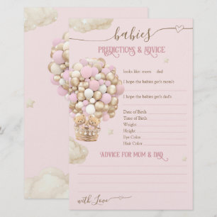 Twins Bear Pink Balloons Baby Girl Shower Game