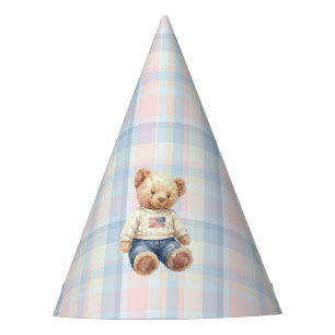 Twins Beary First Birthday Boy Party Hat