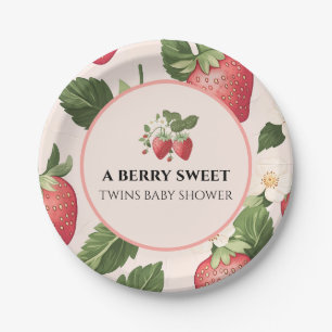 TWINS Berry Sweet Strawberry Baby Shower Paper Plate