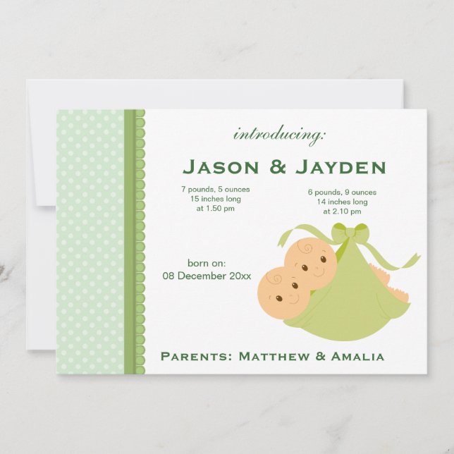 Twins Birth Announcement (Front)