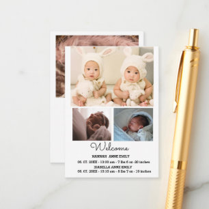 Twins Birth Announcement card   Newborn photo