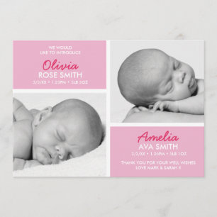 Twins birth announcement/thank you card