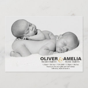 Twins birth announcement/thank you card