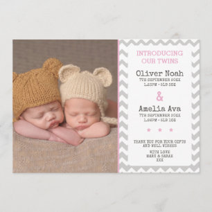 Twins birth announcement/thank you card