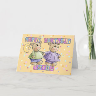 Twins Birthday Card - Teddy Bears