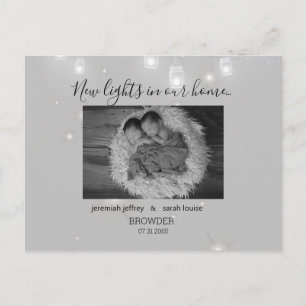 Twins Black and White Photo Birth Announcement