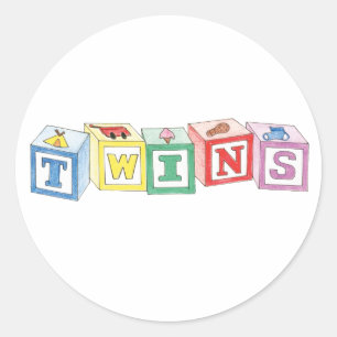Twins Blocks Graphic Classic Round Sticker