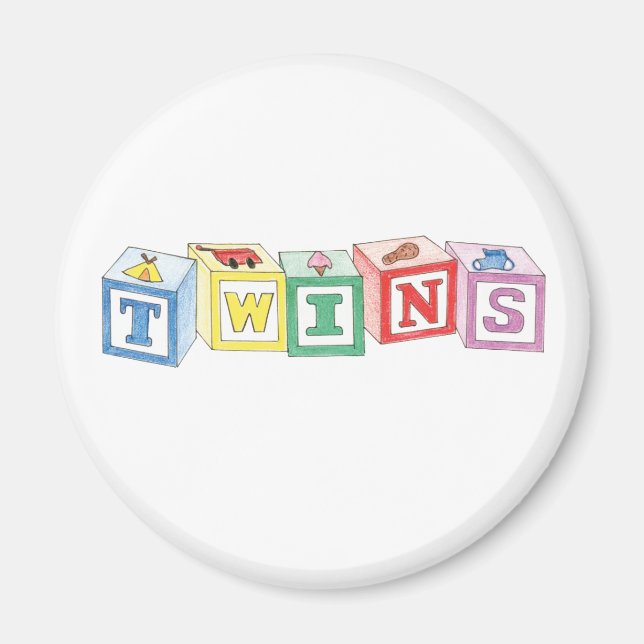 Twins Blocks Graphic Magnet (Front)