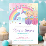 Twins Blonde Princesses and Unicorn Birthday Party Invitation<br><div class="desc">Whimsical Twins Princess and Unicorn Birthday Party Invitation, featuring a rainbow unicorn and lovely princesses. Personalise this awesome Princess and Unicorn Party Invitation with your party details easily and quickly, simply press the customise it button to further re-arrange and format the style and placement of the text. Exclusive design (c)...</div>