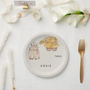 Twins Boho Baby Shower Welcome  Paper Plate
