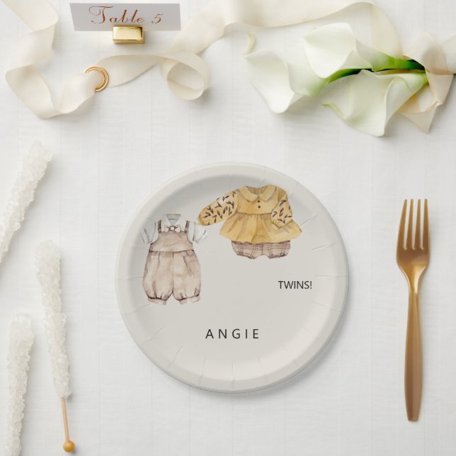  Twins Boho Baby Shower Welcome  Paper Plate (Wedding)