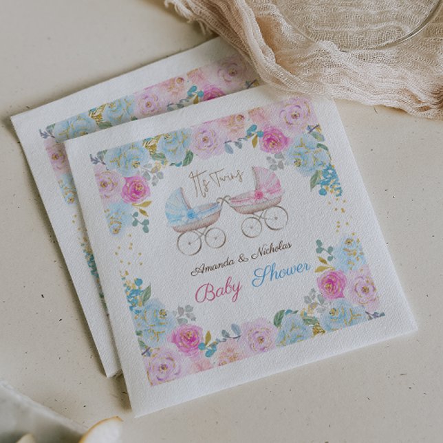 Twins Boy and Girl Baby Shower Decor Napkin (Creator Uploaded)