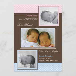 Twins Boy and Girl Birth Announcement