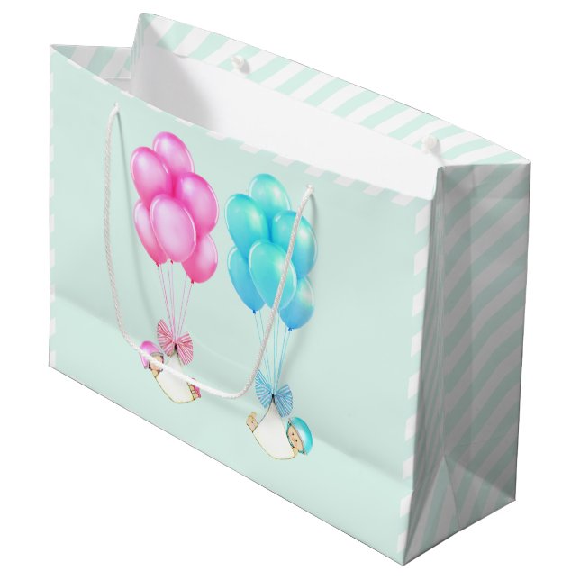 Twins Boy and Girl Large Gift Bag (Front Angled)