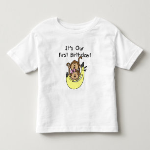 Twins - Boy and Girl Monkey 1st Birthday Toddler T-Shirt