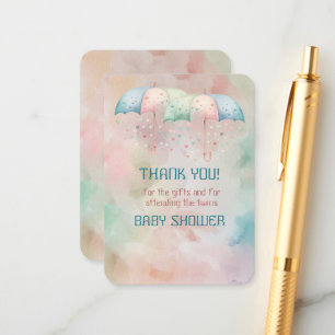 Twins Boy and Girl Shower Thank You  Card