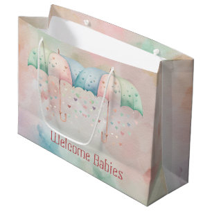 Twins Boy and Girl Shower Umbrella Gift Bag