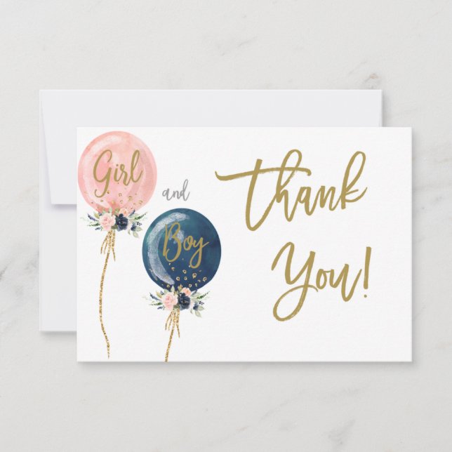 Twins Boy and Girl thank you note card (Front)