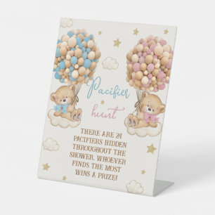 Twins boy girl baby shower pacifier hunt game pedestal sign