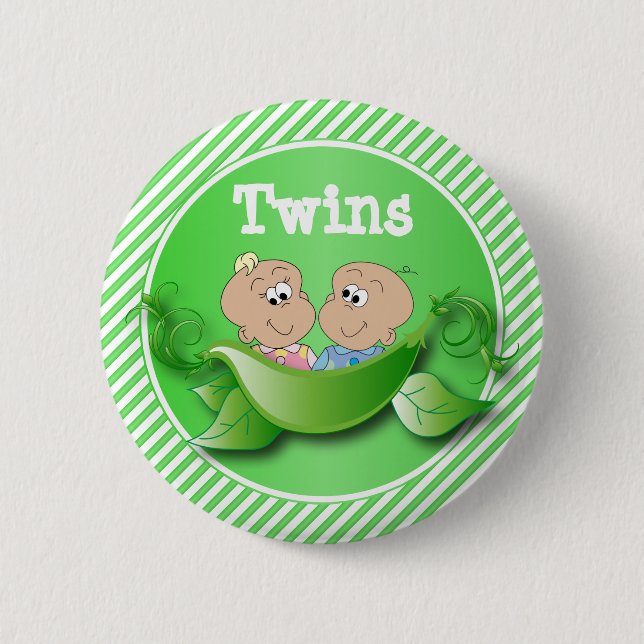 Twins Boy & Girl | Baby Shower Theme 6 Cm Round Badge (Front)