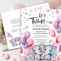 Twins Boy Girl Elephant Balloons Cute Baby Shower