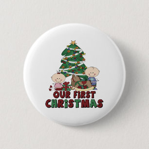 Twins Boy & Girl first Christmas 6 Cm Round Badge