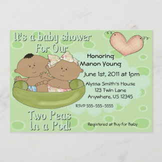 Twins Boy Girl Peas in Pod Baby Shower Invitation