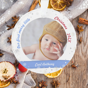 Twins Boy Girl Photos First Merry Little Christmas Ornament